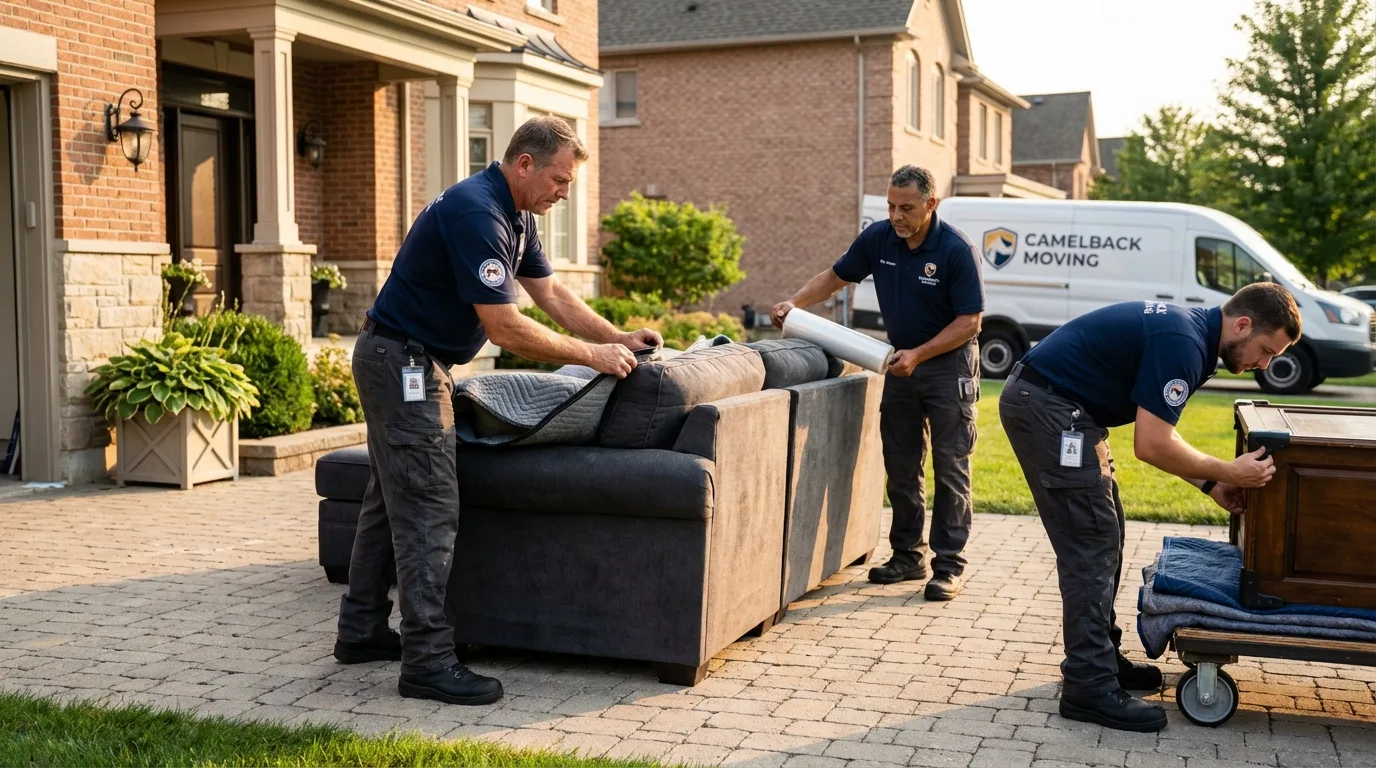 Large estate moving crew wrapping furniture in Louisville, NE
