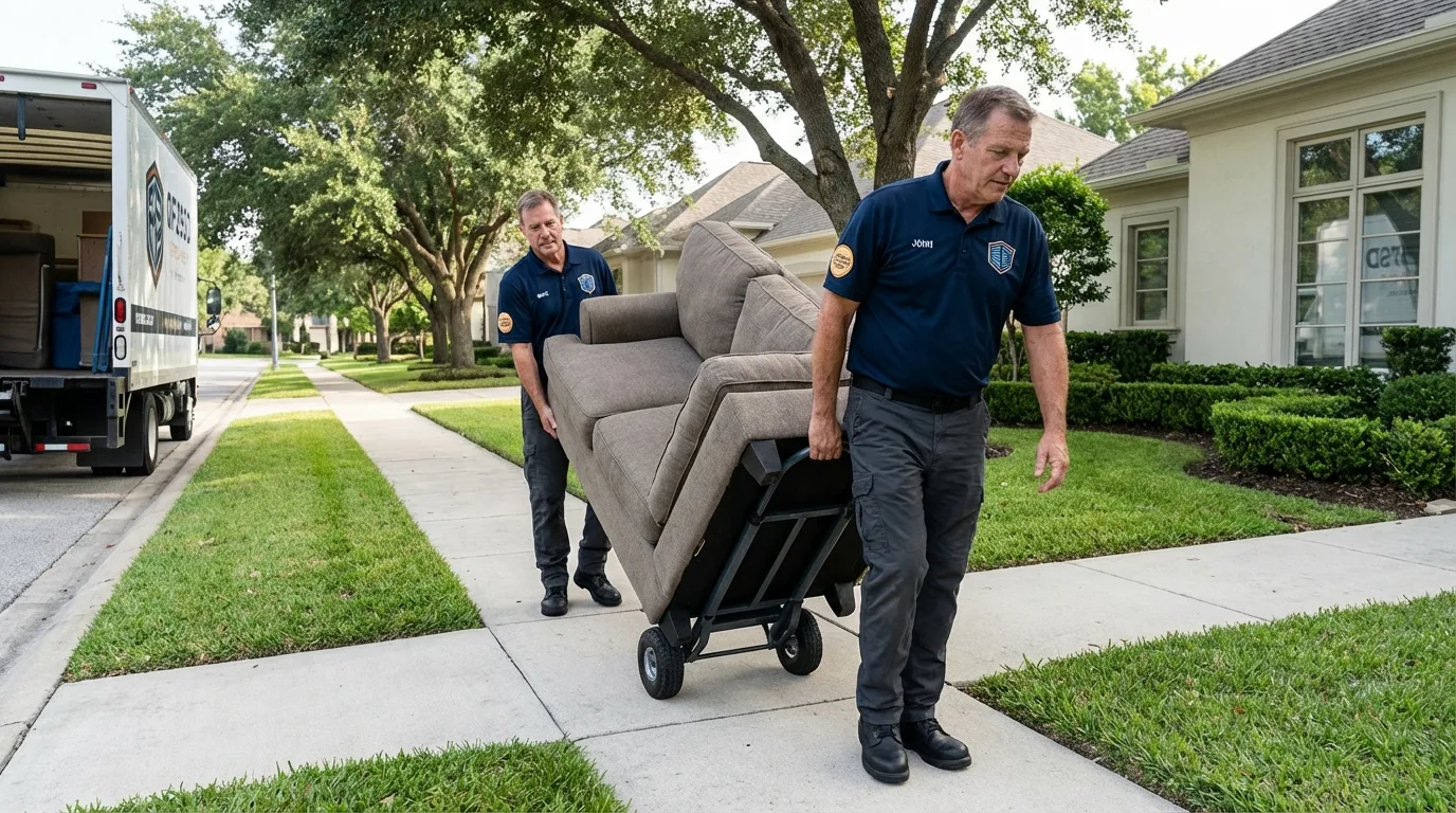 Local residential moving crew loading furniture in Louisville, NE