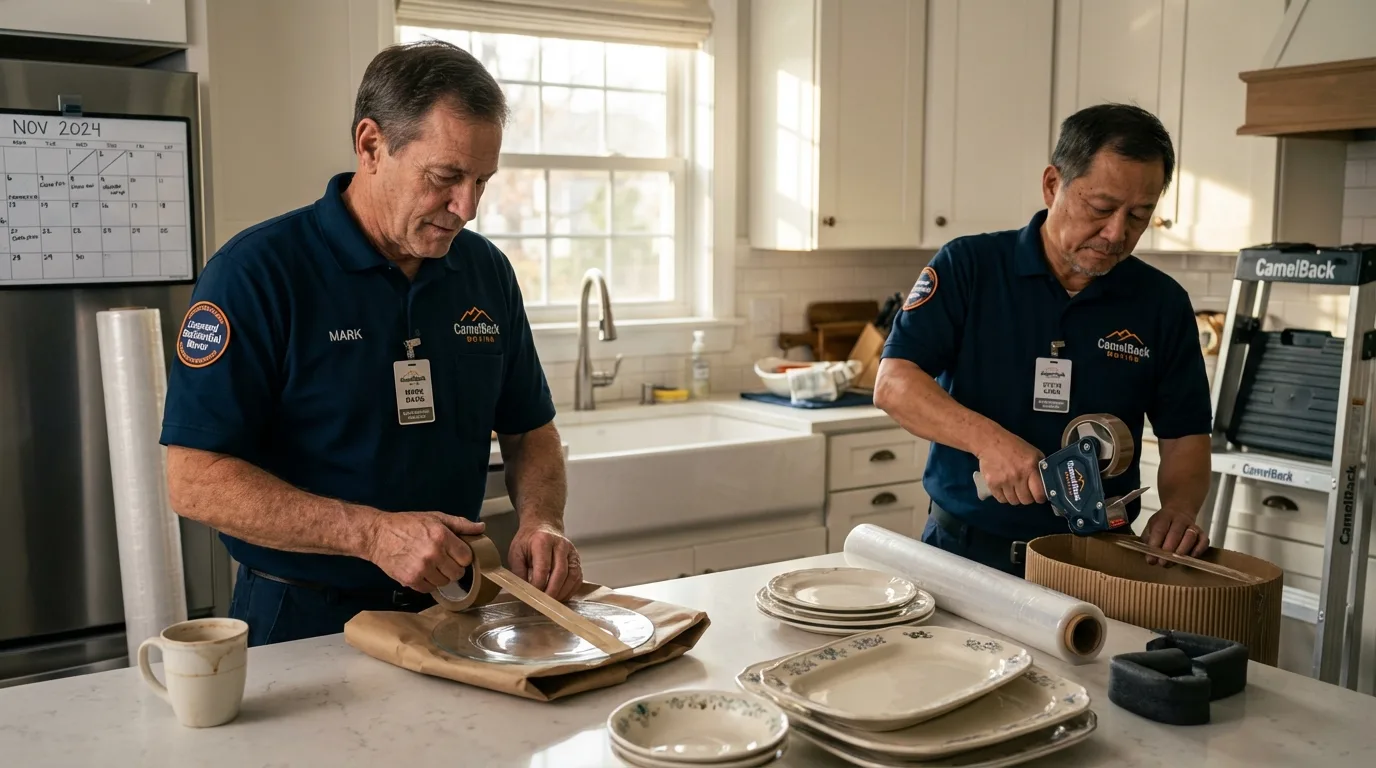 Professional crew packing kitchen dishware in Louisville, NE