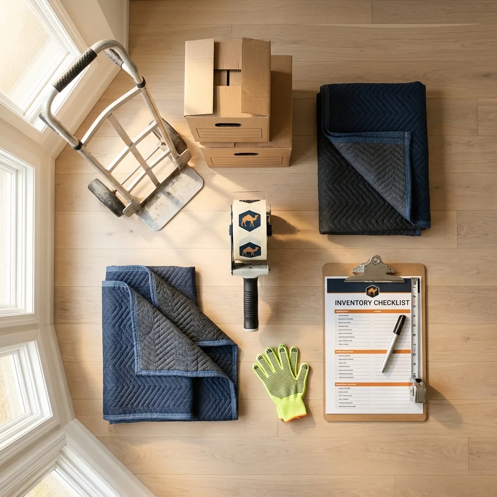 Professional moving supplies and packing materials layout for Louisville residential relocations